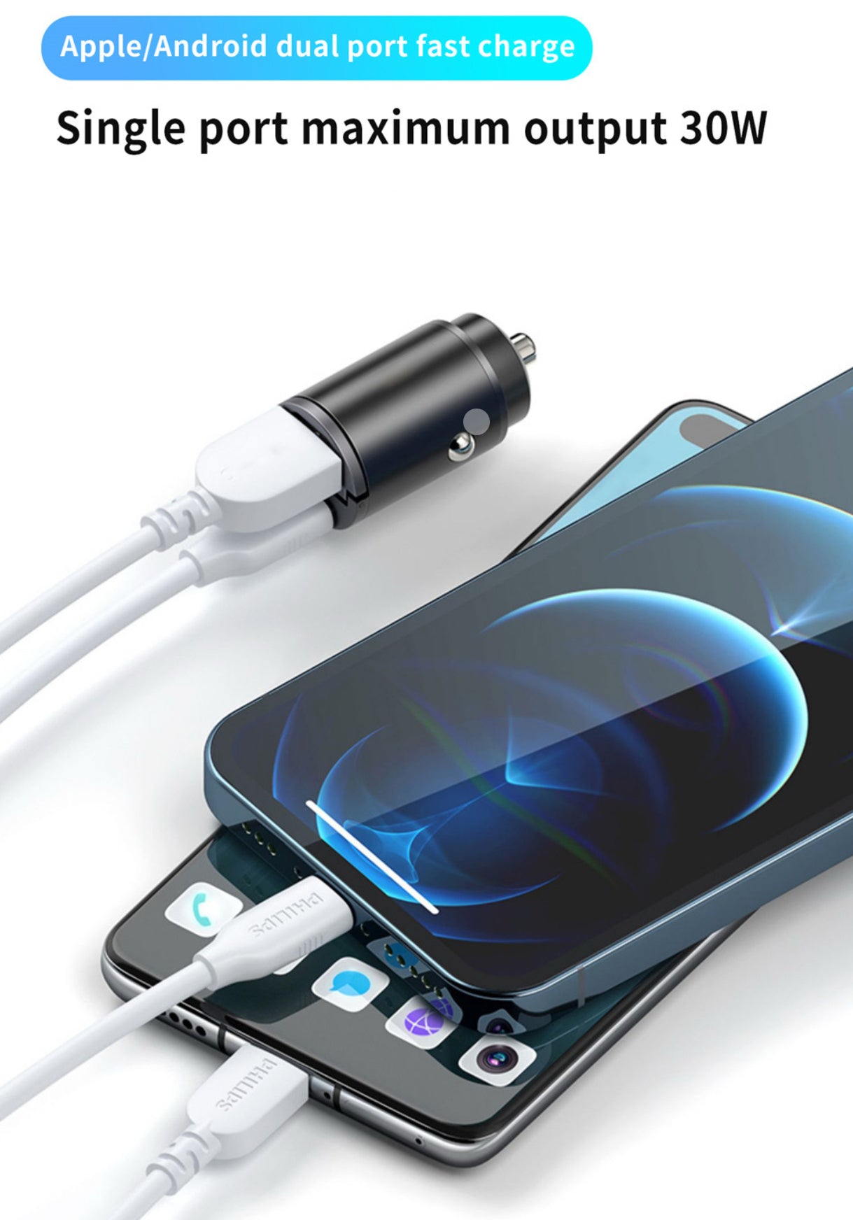 Compact 200W Car CHarger - DualBoost V2 USB Adapter