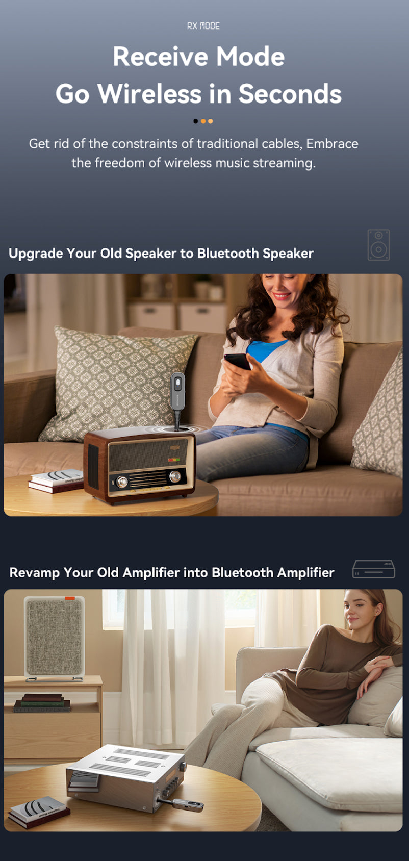 Bluetooth 5.1 AUX Adapter - StreamMate Max Wireless Transmitter