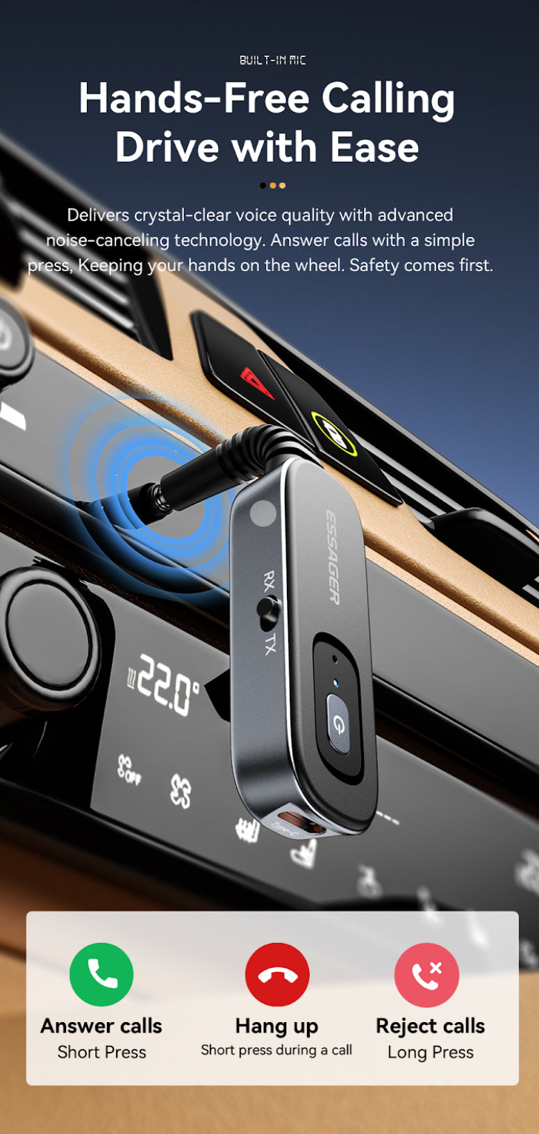 Bluetooth 5.1 AUX Adapter - StreamMate Max Wireless Transmitter