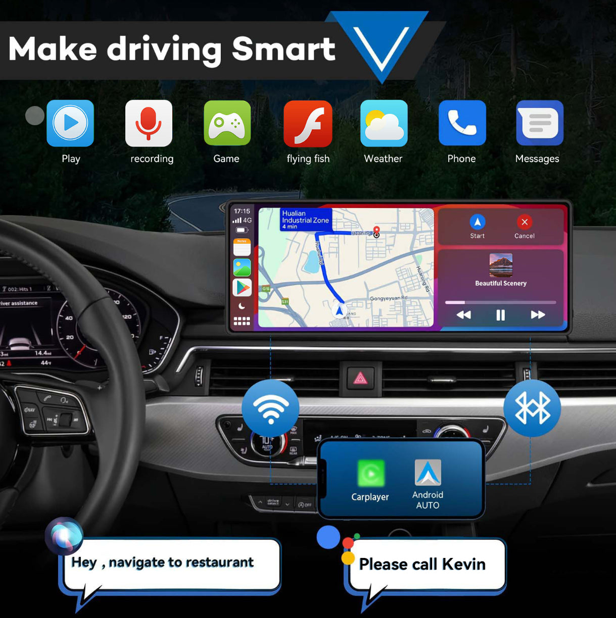 Wireless CarPlay Screen - DriveCast Pro 7” Touch Display