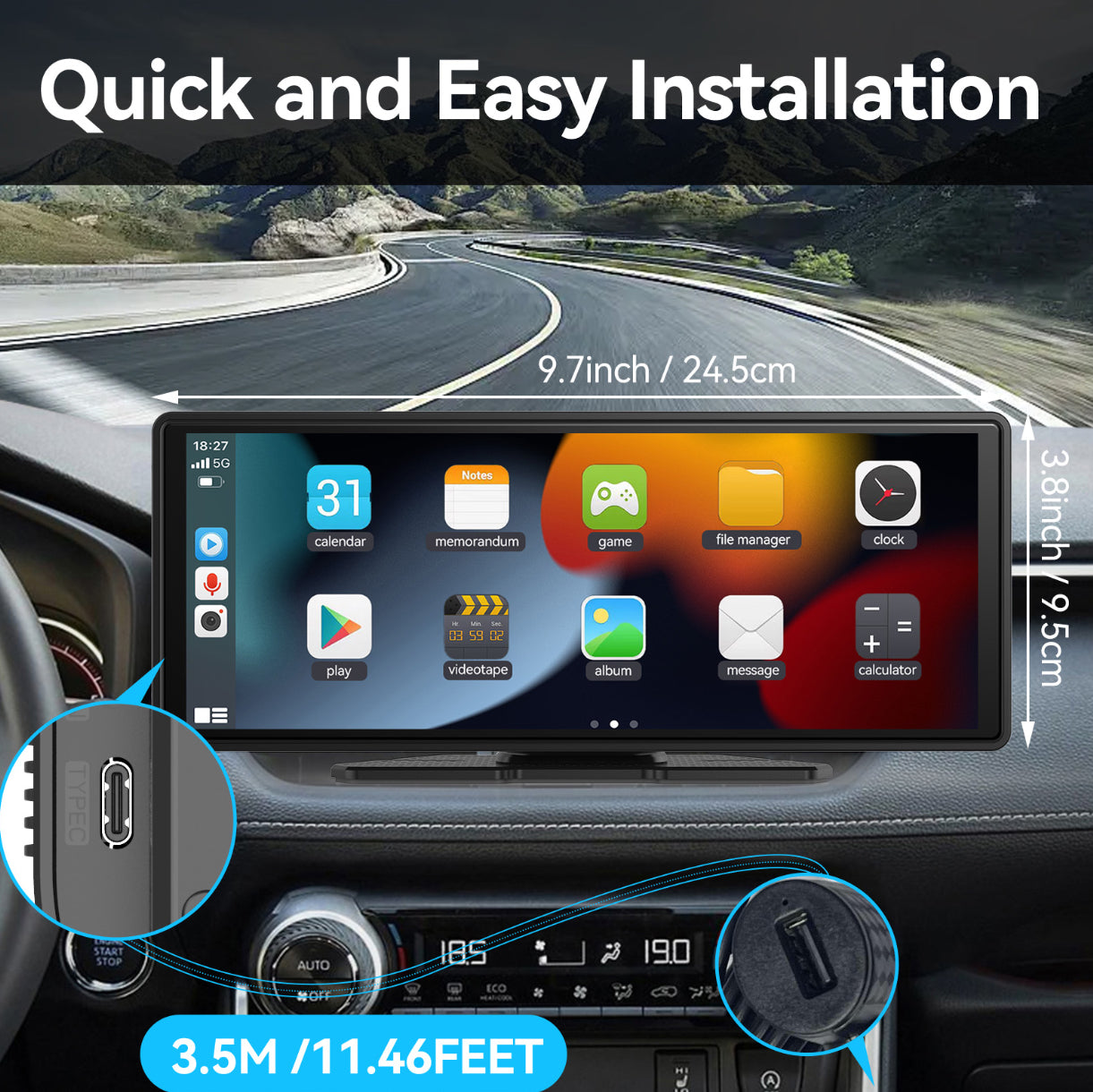 Wireless CarPlay Screen - DriveCast Pro 7” Touch Display