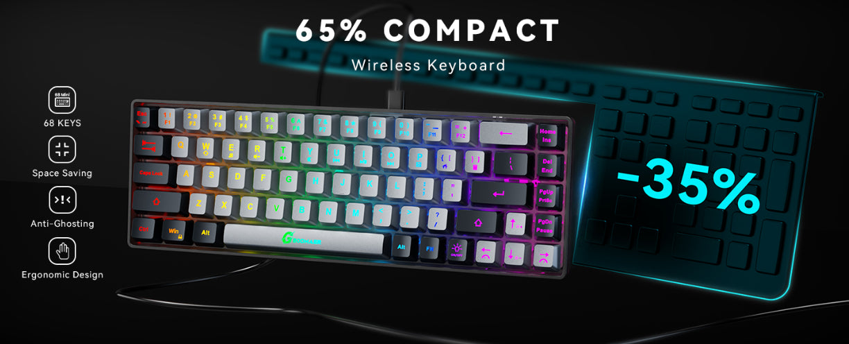 Gaming Keyboard - UltraBoard Core Backlit 68-Key Wired