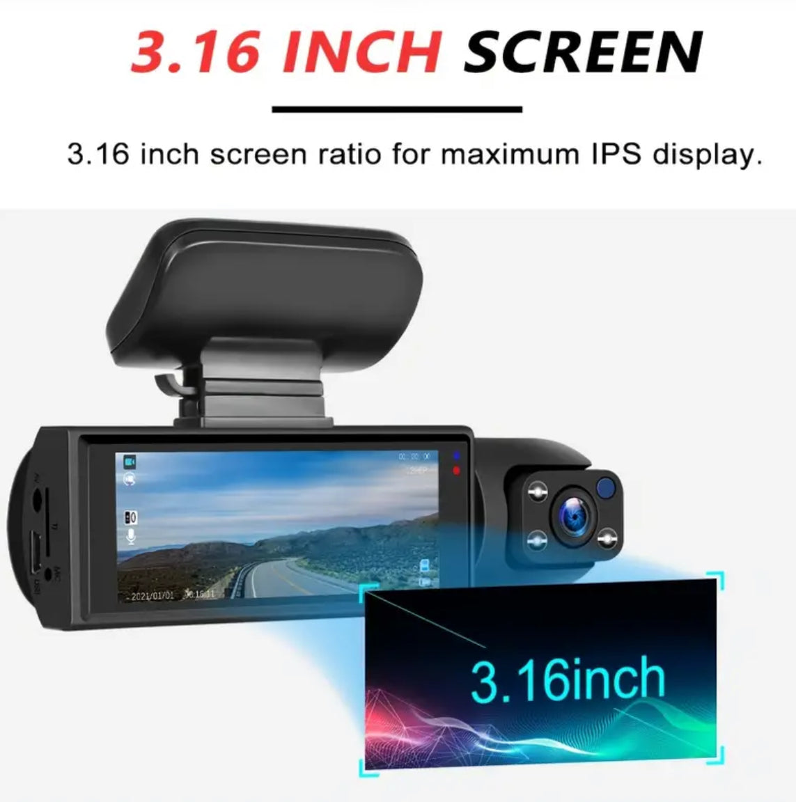 Dash Cam - VisionGuard Mini 1080P Dual IR Loop Recording