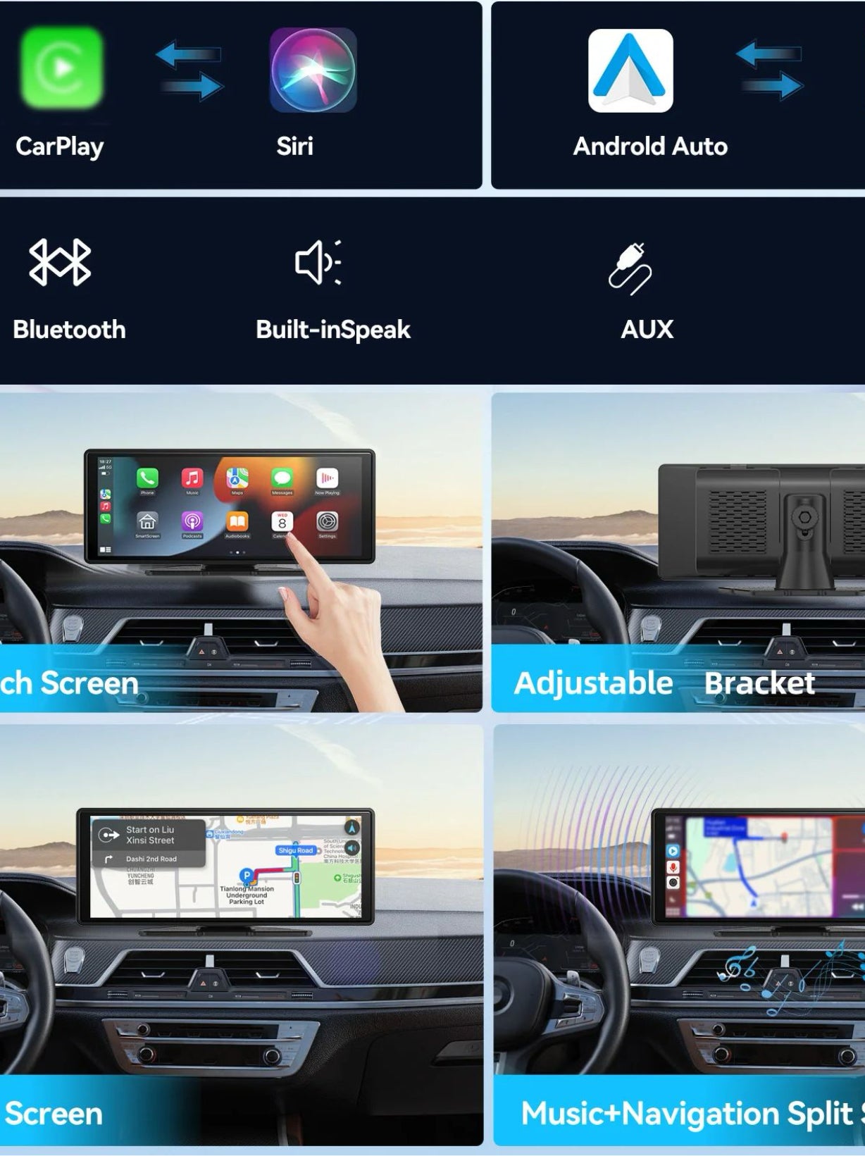 Wireless CarPlay Screen - DriveCast Pro 7” Touch Display