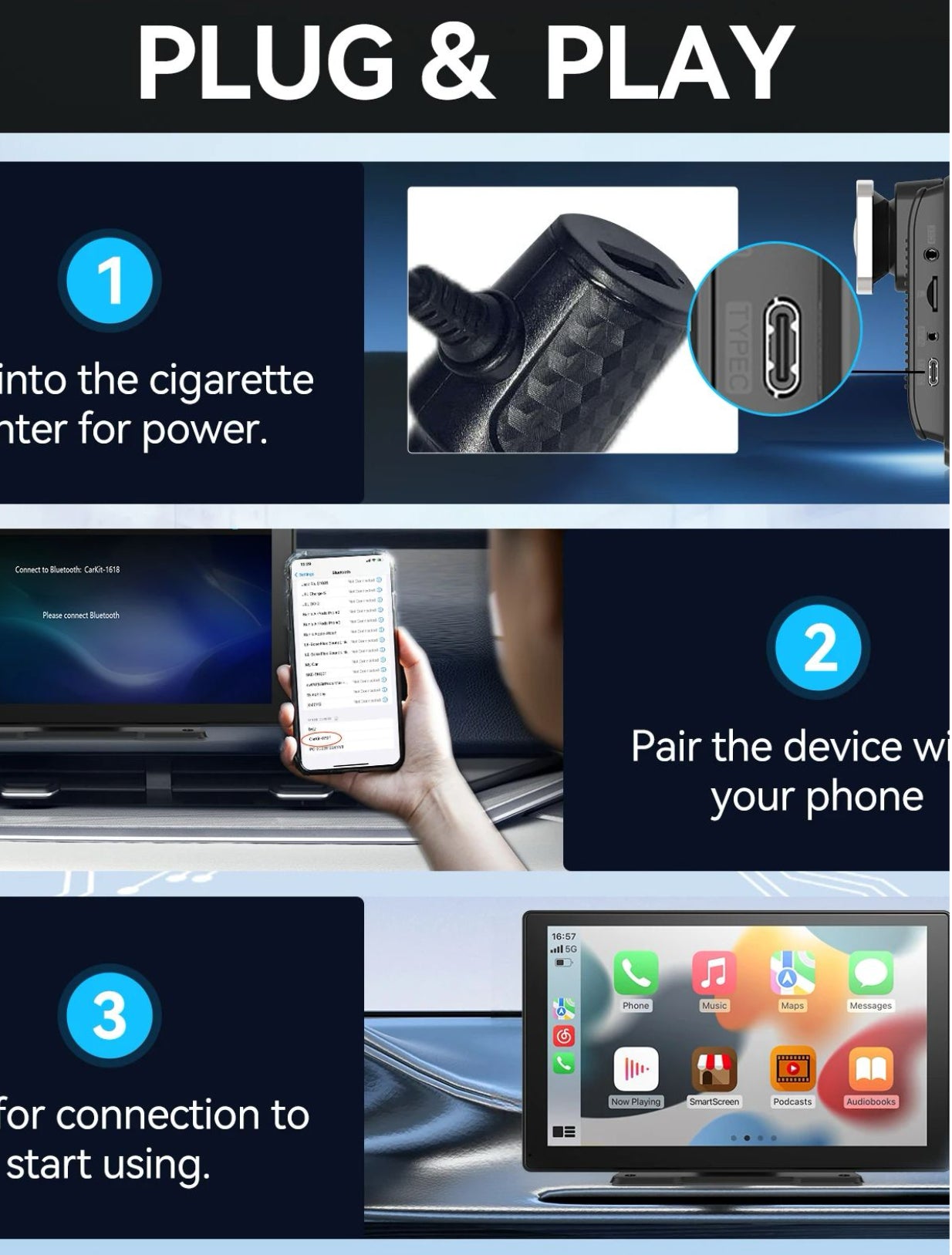 Wireless CarPlay Screen - DriveCast Pro 7” Touch Display